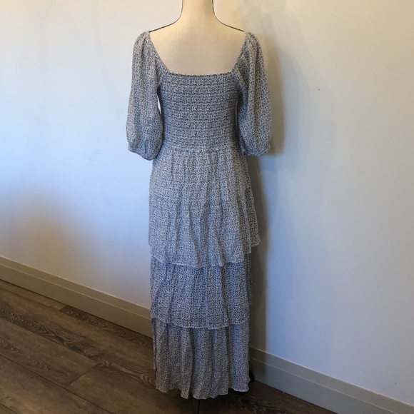 J.  Gee floral dress maxi boho style white and blue size L - Picture 6 of 12